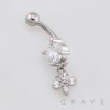 DANGLING MULTI CZ BUTTERLFY DANGLE BELLY BUTTON NAVEL RING 316L SURGICAL STEEL